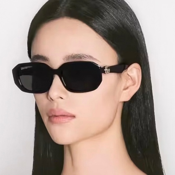 NEW GG1535S 001 GUCCI BLACK GREY GEOMETRIC WOMEN SUNGLASSES GUCCI - Picture 2 of 12